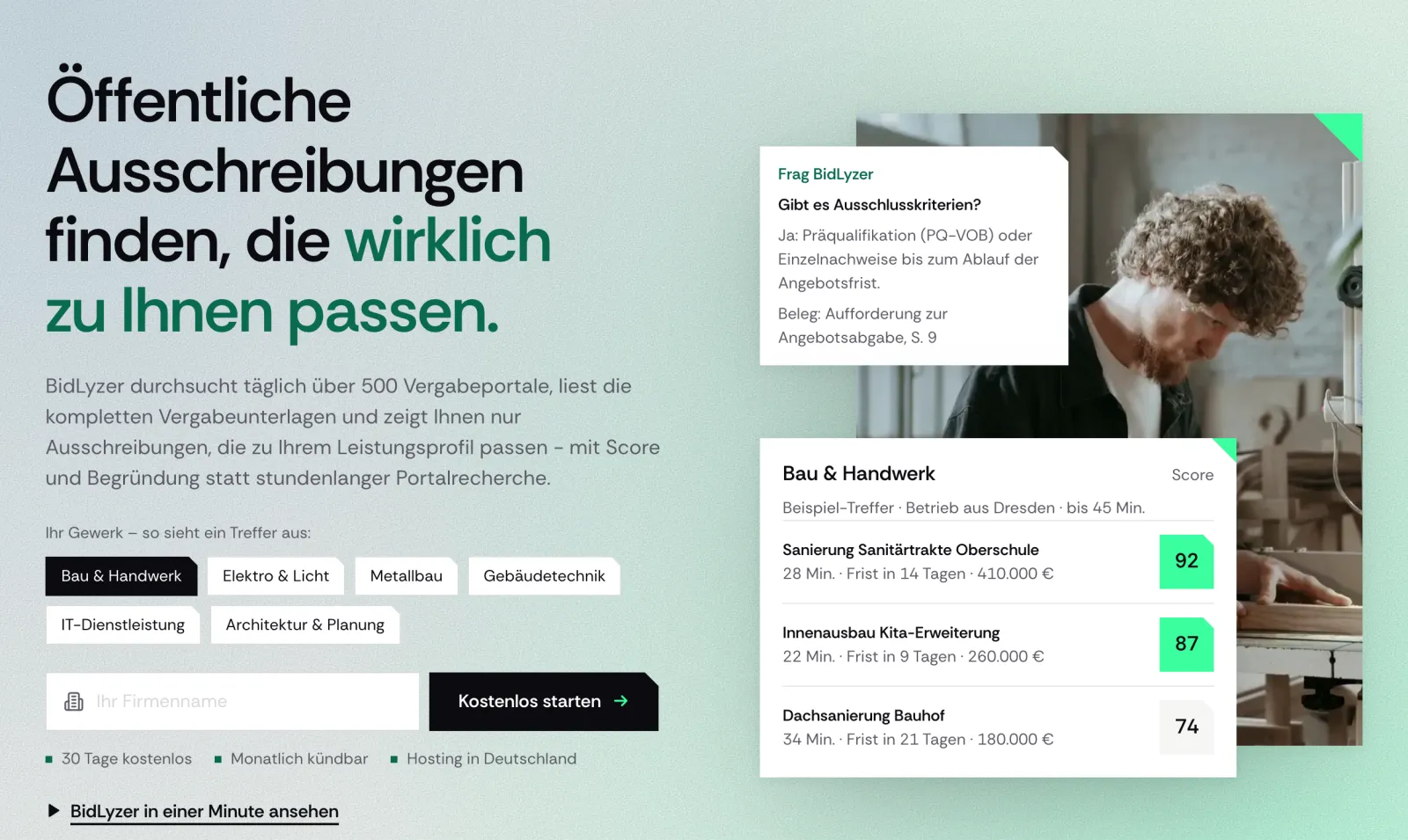 BidLyzer mit nach Leistungsprofil bewerteten Ausschreibungen